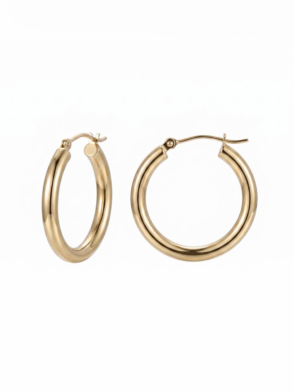 NWOT Classic Goldtone  Hoop Earrings - Picture 3 of 3